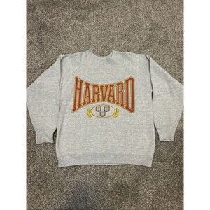Vintage 90s Harvard University Sweater 1990s Galt Sand Grey Large Vtg College